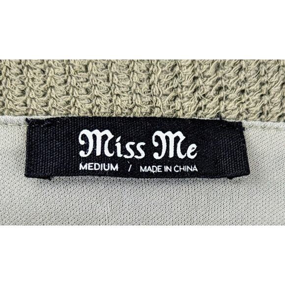 MISS ME Sage Green Long Sleeve Cropped Top Medium - Picture 6 of 9